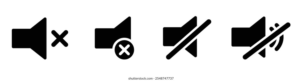 Mute vector icons. Silent vector signs