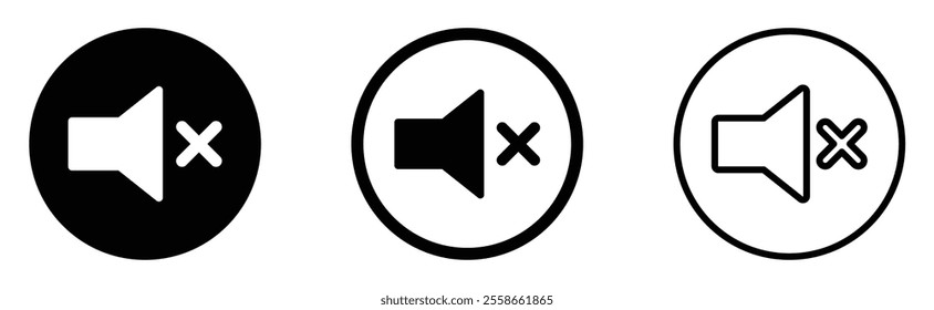 Mute vector icons. Silent vector signs set