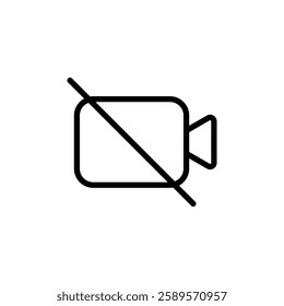 Mute video call icon in line style. Off camera sign symbol