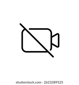 Mute video call outline icon. No camera sign symbol