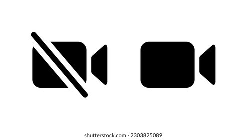Mute video, off camera icon vector. Streaming video button