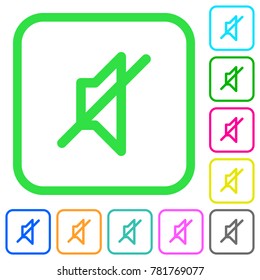 Mute vivid colored flat icons in curved borders on white background