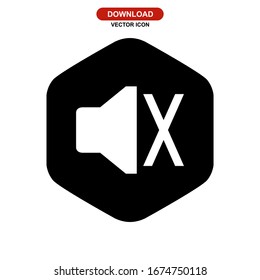 Icono de volumen silencioso o logotipo símbolo de signo aislado ilustración vectorial - iconos vectoriales de estilo negro de alta calidad
