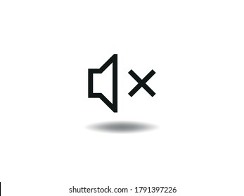 mute volume icon Icon Vector illustration. Sound  Off symbol. Audio Speaker sign, emblem isolated on white background with shadow, Flat style for graphic and web design, logo. EPS10 black pictogram.
