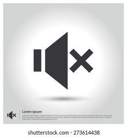 mute volume Icon Vector Illustration, pictogram icon on gray background. Flat design style