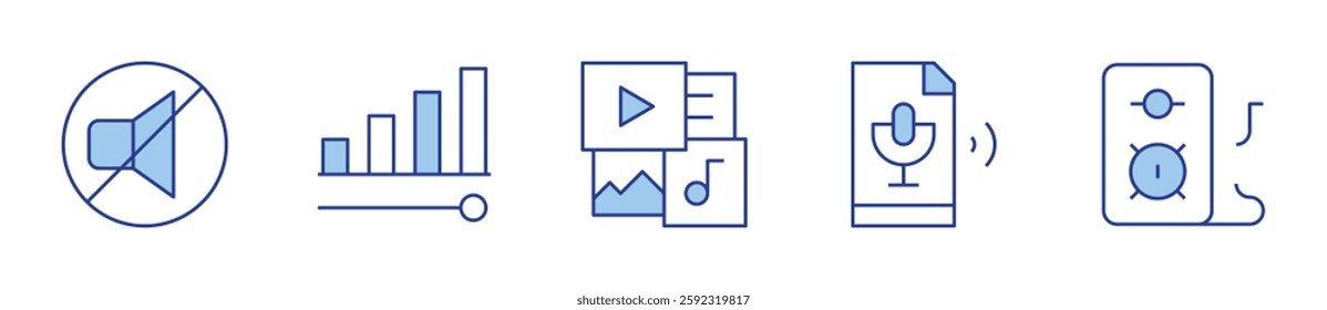 mute, volume, multimedia, sound, speaker. Multimedia Icon vector illustration. Line Duotone style. Editable stroke.