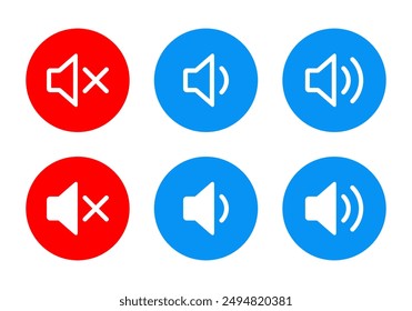 Mute and volume speaker icon in flat style. Sound level sign symbol