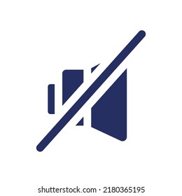 Mute white black glyph ui icon. Silent mode. Multimedia player control. User interface design. Silhouette symbol on white space. Solid pictogram for web, mobile. Isolated vector illustration