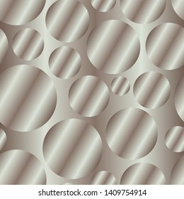 Muted bronze diagonal gradient circles seamless pattern. Abstract modern vector background. Shiny metal endless wallpaper.