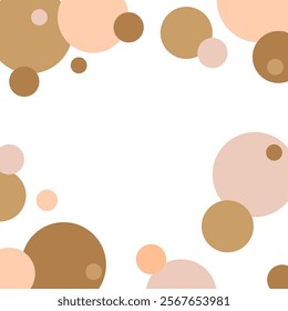 Muted circle pattern. Brown abstract design. Earth tone bubbles. Neutral frame shapes.