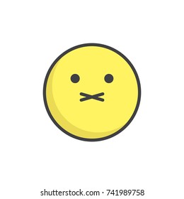 Muted face emoticon filled outline icon, line vector sign, linear colorful pictogram isolated on white. Emoji smiley symbol, logo illustration. Pixel perfect vector graphics