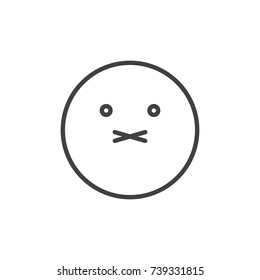 Muted face emoticon line icon, outline vector sign, linear style pictogram isolated on white. Emoji smiley symbol, logo illustration. Editable stroke