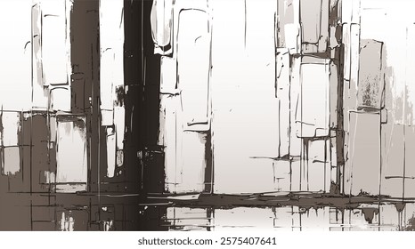 Muted Horizon in Monochrome, Abstract Intersection of Artistic Geometry, Textural landscape, and Architectural Expression in Layers of Neutral Tones
