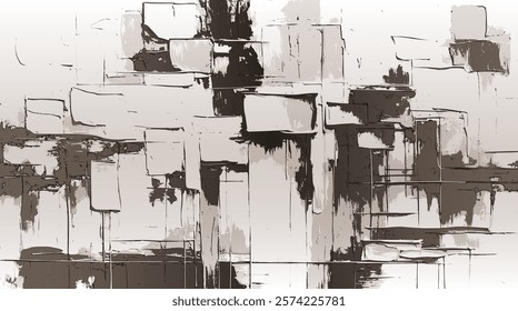 Muted Horizons in Monochrome.  Intersection of Artistic Geometry, Textural Depth, and Architectural Expression in Layers of Neutral Tones
