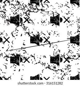 Muted loudspeaker pattern, grunge, black image on white background