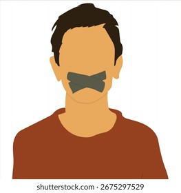 Muted Man con cinta Ilustración vectorial mínima