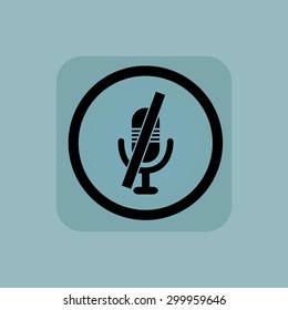 Muted microphone in circle, in square, on pale blue background