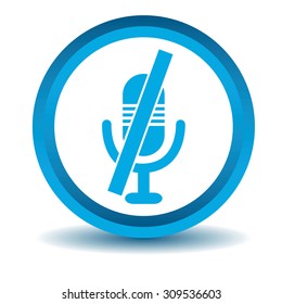 Muted microphone icon, blue, 3D, isolated on white
