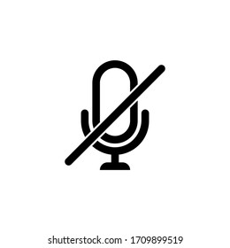 Muted Microphone Icon, No Sound Icon, No Microphone Sign, Music Icon is in Line Style, Vector Icon