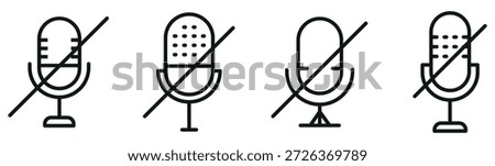 Muted Microphone Icon Set – Mic Off, Silence, and Audio Control Symbols for Communication and Interface Design