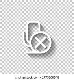 Muted microphone, no record, simple icon. White linear icon with editable stroke and shadow on transparent background