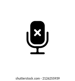 Mistriertes Mikrofon, kein Datensatz, einfaches Symbol. Schwarzes Symbol auf weißem Hintergrund