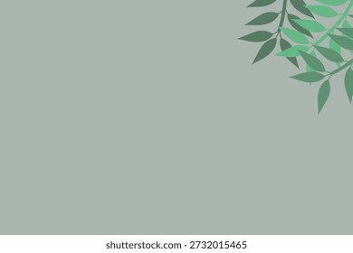 Muted minimalist leaf-branch corner botanical background. Muted palette with a static, organic composition. Ideal for digital use: desktop wallpaper, presentation background, virtual meeting background, and webinar backdrop. Also suitable for print.