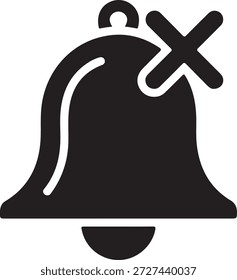 Muted notification bell icon silhouette for alerts and do not disturb