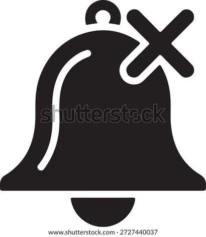 Muted notification bell icon silhouette for alerts and do not disturb