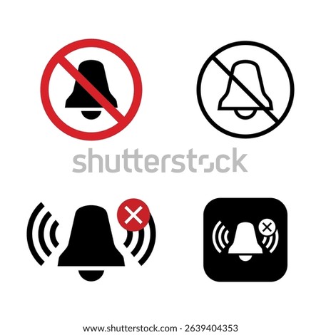 Muted Notification Icons Set – Vector Bell with Slash Symbols.