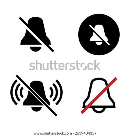 Muted Notification Icons Set – Vector Bell with Slash Symbols.