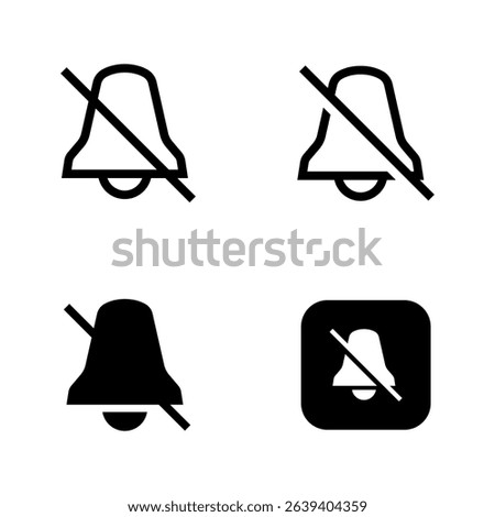 Muted Notification Icons Set – Vector Bell with Slash Symbols.