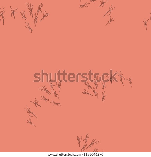 Muted Pink Background Scattering Forest Flowers Stock Vector (Royalty Free) 1158046270