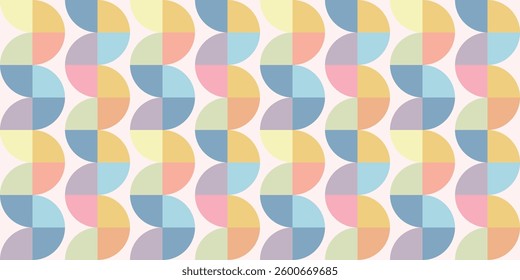 Muted retro circle vertical waves background, seamless vector pattern wallpaper design