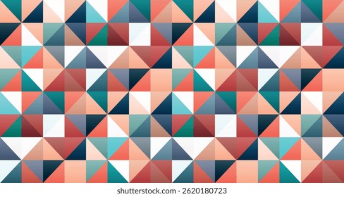 Modelo inconsútil geométrico retro apagado del triángulo con colores pastel calientes, diseño minimalista moderno