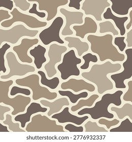 Muted Sand Duck Camo Seamless Pattern, Old School Tan and Beige Desert Hunting Camouflage Vector