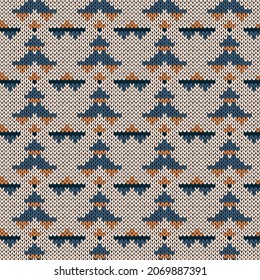 Tejido sin soldadura ornamentado con un patrón vectorial de colores azul, beige y naranja como textura de tela