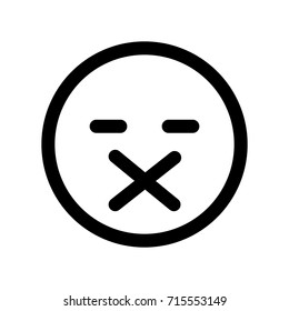 Muted silence smile line icon vector