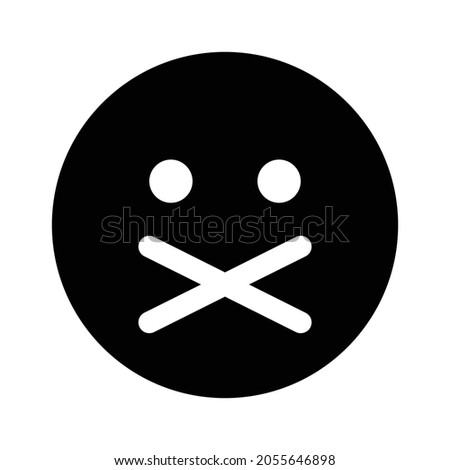 Muted, silenced or censored emoji flat vector icon for apps and websites