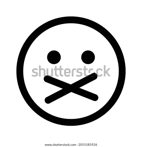 Muted Silenced Censored Emoji Line Art Stock Vector (Royalty Free ...