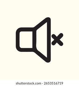 A muted speaker icon symbolizes silence or sound off control. Perfect for illustrating audio settings and communication features.