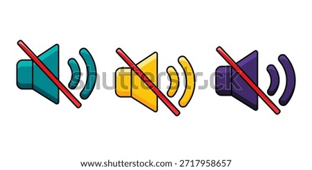 Muted Speaker Icons Collection Volume Off Symbols Interface Design Elements