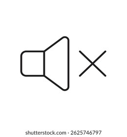 Muted Speaker Outline Icon Vector Isolated on White