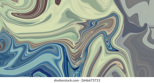 Muted swirl artwork in cool beige, soft greens, and navy tones. A calming and harmonious composition with a serene, marbled finish.