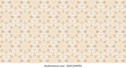 Muted Tone Abstract Extruded Geometric Damask Pattern