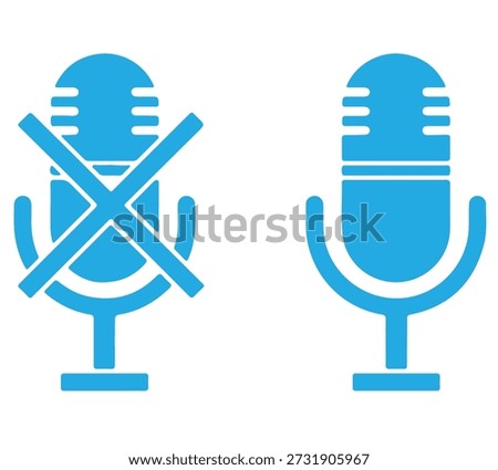 Muted and unmuted microphone icons in blue.