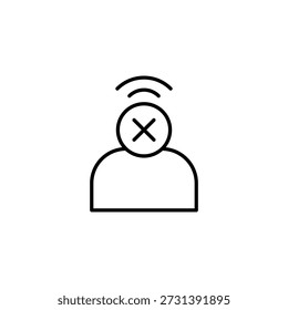 Muted User Profile Outline Icon Indicating No Audio Or Wireless Communication