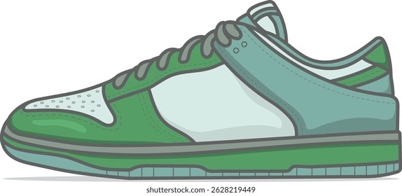 Tênis vetor silenciado em sábio e verde-oliva. Perfeito para temas de moda calma, marca de tom de terra, modelos de roupas orgânicas e uso moderno de design de roupas de rua.