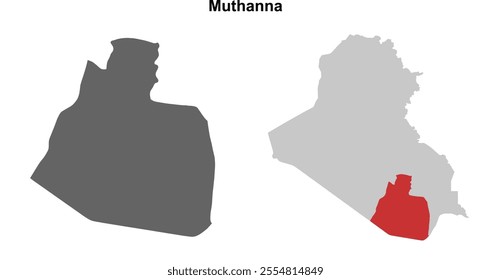 Muthanna governorate blank outline map set