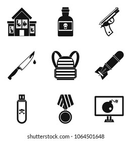 Mutiny icons set. Simple set of 9 mutiny vector icons for web isolated on white background